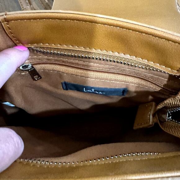 Lulus Tan Cognac Mini Backpack Purse Women's - Picture 4 of 4